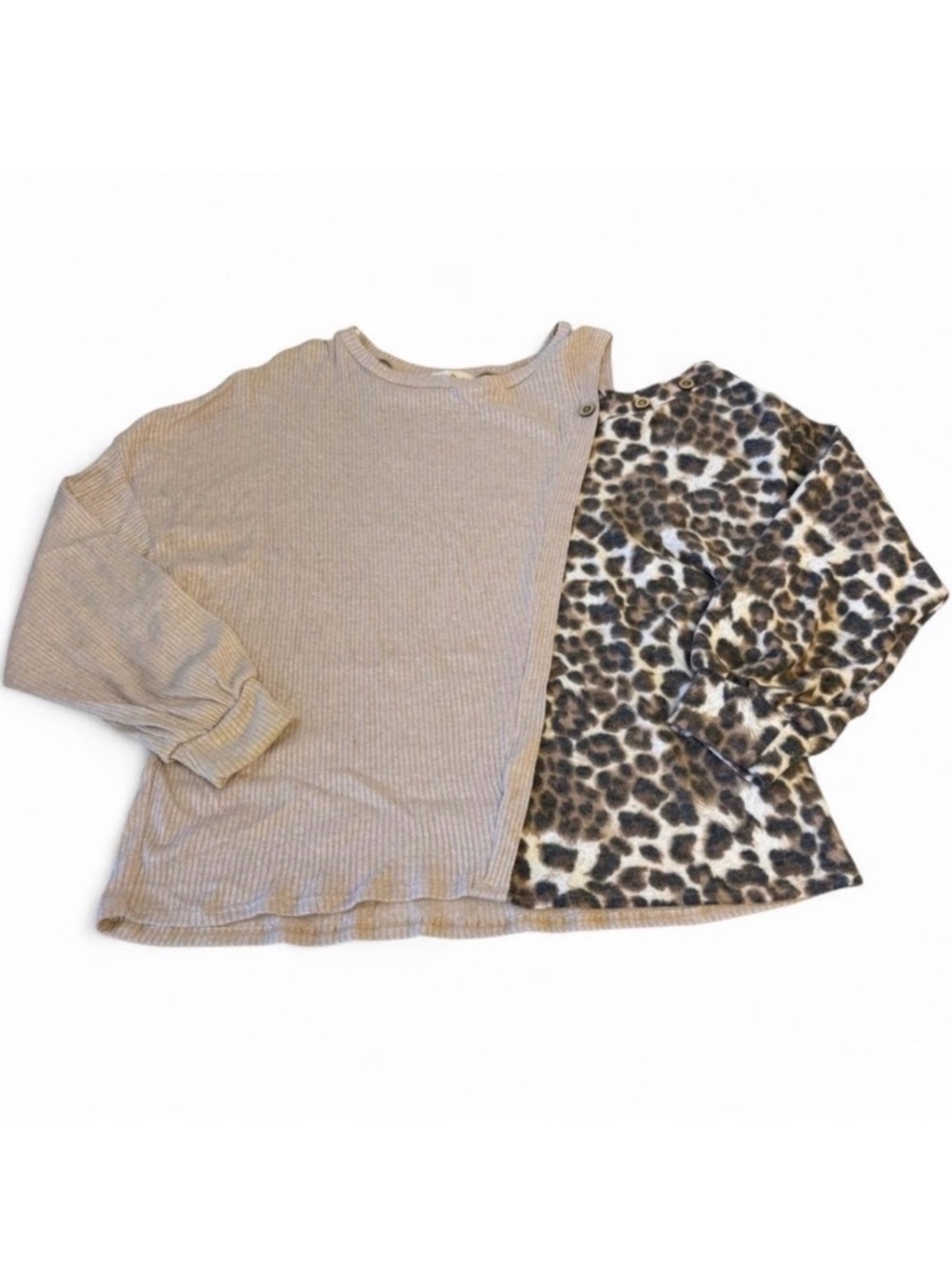 3/$20 Haptics Ribbed Cheetah Peek-a-Boo Shoulder Blouse Top Women’s Plus 1X